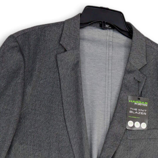 NWT Mens Gray Long Sleeve Notch Lapel Tailored Fit Knit Suit Blazer Sz 48 R image number 3