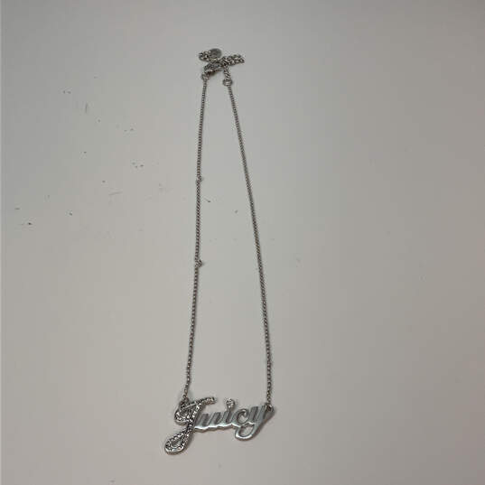 Designer Juicy Couture Silver-Tone Chain Clear Rhinestone Pendant Necklace image number 2