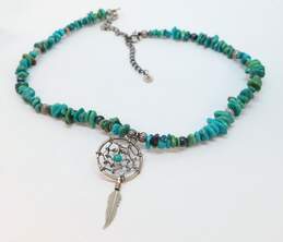 Carolyn Pollack 925 Turquoise Bead Dream Catcher Pendant Necklace 23.5g alternative image
