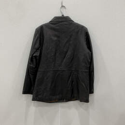 Mens Black Classic Long Sleeve Collared Full Zip Leather Jacket Size 1X alternative image
