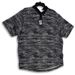 NWT Mens Black White Sapce Dye Short Sleeve Collared Golf Polo Shirt Sz XXL