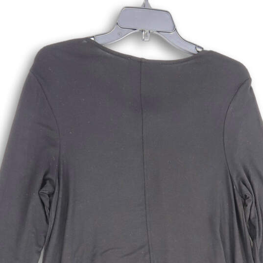 NWT Womens Black Round Neck Long Sleeve Knee Length A-Line Dress Size Large image number 4