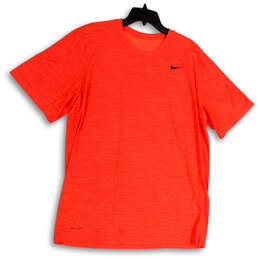 Mens Orange Short Sleeve Crew Neck Stretch Pullover T-Shirt Size XL