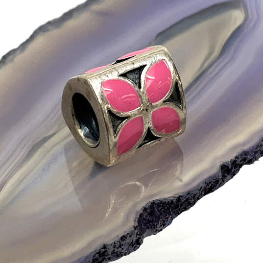 Designer Pandora S925 ALE Sterling Silver Pink Flower Stylish Beaded Charm image number 2