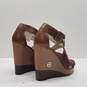 Michael Kors Brown Leather Strap Wedge Sandal Shoes Size 6 M image number 4