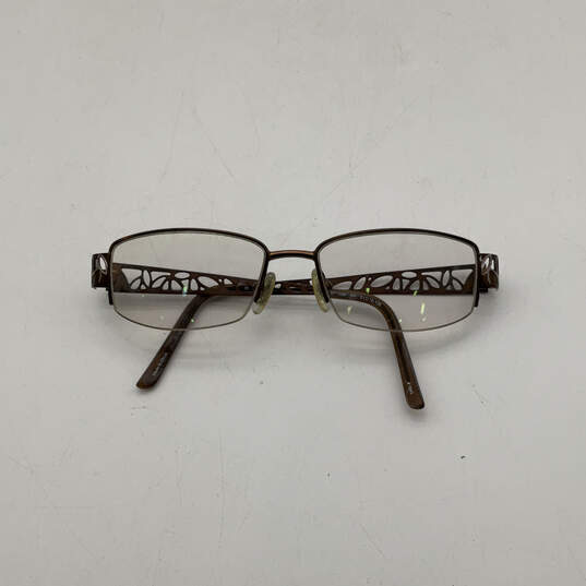 Womens SP1008 Brown Metal Half-Rim Frame Rectangle Prescription Eyeglasses image number 1