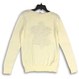 Ann Taylor Womens Off White Gray Crew Neck Long Sleeve Pullover Sweater Size M alternative image