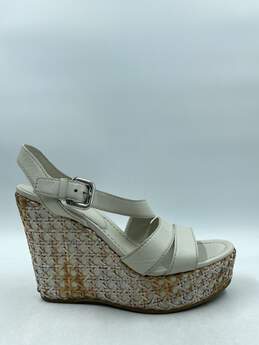 Authentic Prada Pale Gray Wedge Sandals W 10