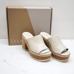 Dolce Vita Clear Emery Ivory Leather Platform Slide Sandles Size 9