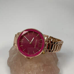 Designer Juicy Couture JC/1280 Gold-Tone Pink Round Dial Analog Wristwatch
