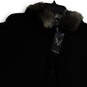 NWT Womens Black Faux Fur Collared Short Sleeve Full-Zip Sweater Size S/M image number 1