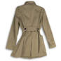 Womens Brown Mock Neck Welt Pocket Button Front Belted Trench Coat Size S image number 2