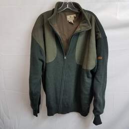 Men's insulated dark green knit fleece zip jacket 3XL