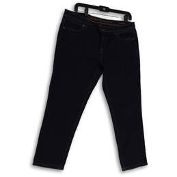 Womens Black Dark Wash Pockets Stretch Skinny Leg Denim Ankle Jeans Size 12