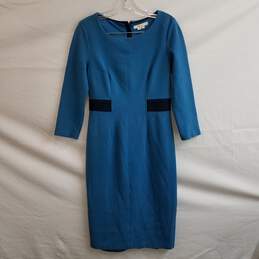 Boden blue ribbed long sleeve midi pencil dress 10
