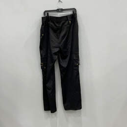 Womens Black Flat Front Pockets Straight Leg Casual Cargo Pants Size 16 alternative image