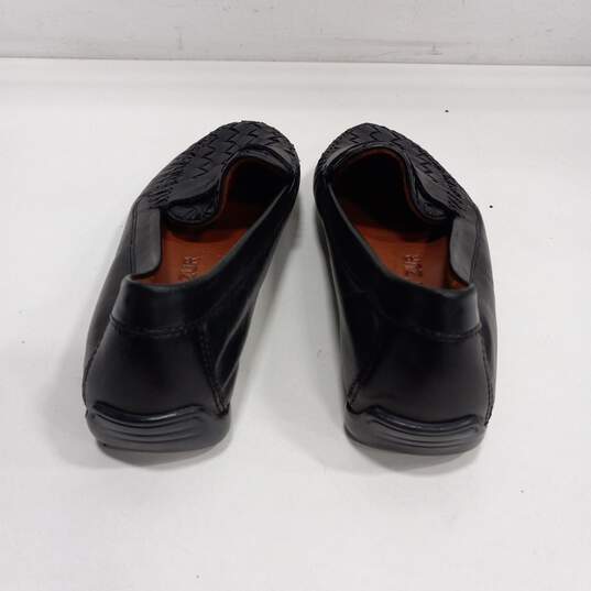 Mens Black Leather Round Toe Flat Slip On Loafer Shoes Size 6.5 M image number 4