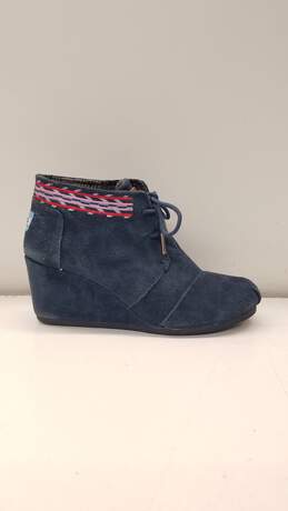 Toms Blue Suede Wedge Boots Women US 8