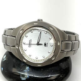 Designer Fossil Blue Silver-Tone Oyster Bracelet Analog Wristwatch