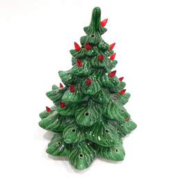 Vintage Ceramic Green Christmas Tree 10 Inch w/ Red Bulbs No Base or Cord alternative image