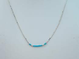 Southwestern Artisan 925 Liquid Silver & Turquoise Beaded Necklace & Bracelet 3.9g alternative image
