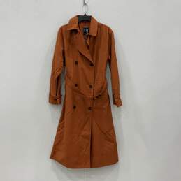 NWT Gap Womens Orange Brown Double Breasted Belted Trench Coat Size Small