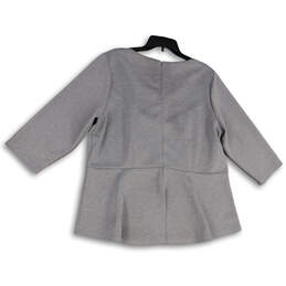 Womens Gray Round Neck Long Sleeve Regular Fit Pullover Blouse Top Size 24 alternative image