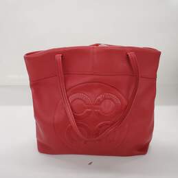 Coach Julia Op Art Red Leather Tote Handbag 14967 AUTHENTICATED