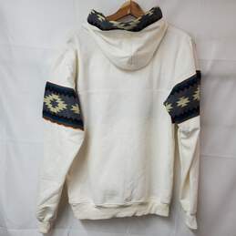 Pullover Hoodie White with Multicolor Aztec Southwestern Designs Size M alternative image