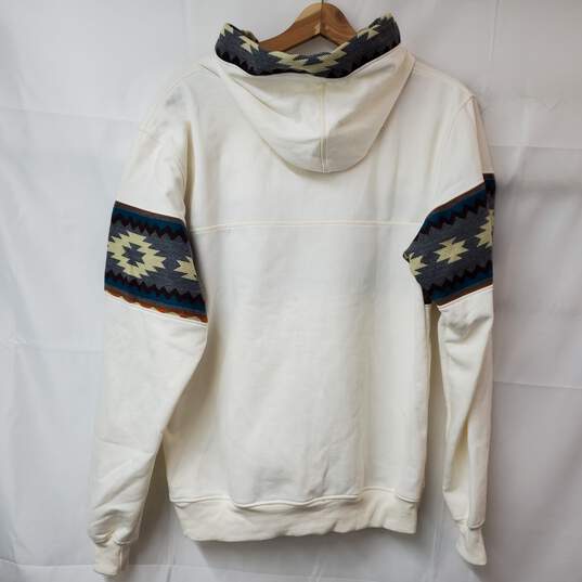 Pullover Hoodie White with Multicolor Aztec Southwestern Designs Size M image number 2