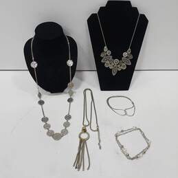 Silver & Sparkle Costume Jewelry Collection Assorted 5pc Lot