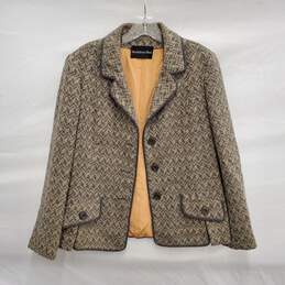 VTG Nordstrom Best Mario Forte WM's Wool Tweed Brown & Grey Blazer Size SM