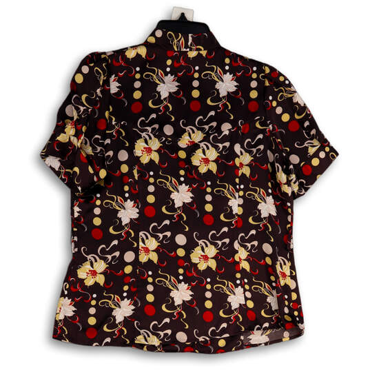 Womens Multicolor Floral Short Sleeve Button Front Blouse Top Size XL image number 2
