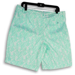 NWT Womens Green White Printed Flat Front Slash Pocket Chino Shorts Size 14 alternative image