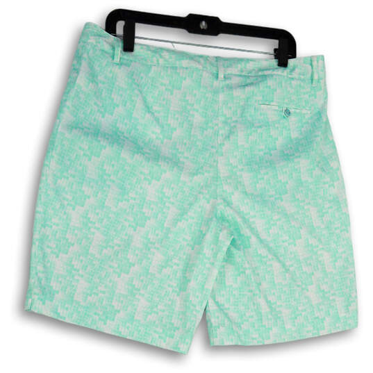 NWT Womens Green White Printed Flat Front Slash Pocket Chino Shorts Size 14 image number 2