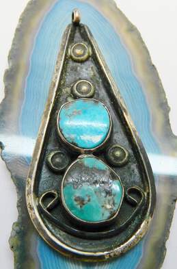 Vintage Navajo Style 850 Silver Turquoise Pendant