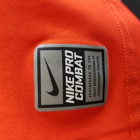 Nike Pro Combat Men Orange Athletic Shirt L image number 4