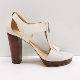 Michael Kors Women's Berkley Cream Leather Open Toe Heels Size 9
