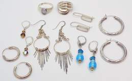 Artisan 925 Sterling Silver Variety Hoop & Drop Earrings & Amethyst & Scrolled Rings 28.6g