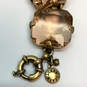 Designer J. Crew Gold-Tone Crystal Stones Spring Ring Chain Bracelet image number 4
