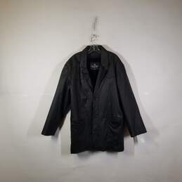 Mens Long Sleeve Notch Lapel Button Front Perfect Leather Suit Jacket Size XXL