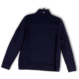 Womens Blue Mock Neck Long Sleeve Quarter Zip Pullover Sweatshirt Size L alternative image