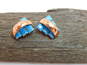 Vintage Matisse Renoir & Fashion Copper & Enamel Clip-On Earrings & Bangle Bracelet 36.0g image number 5