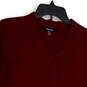 Womens Red Regular Fit Front Pocket Long Sleeve Pullover Blouse Top Size XS image number 3