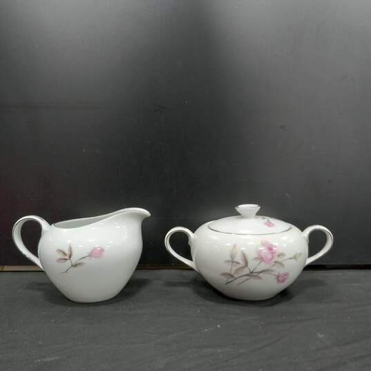 7pc Kyoto Summer Rose 1459 China Tea Cups Creamer and Sugar Bowl image number 5