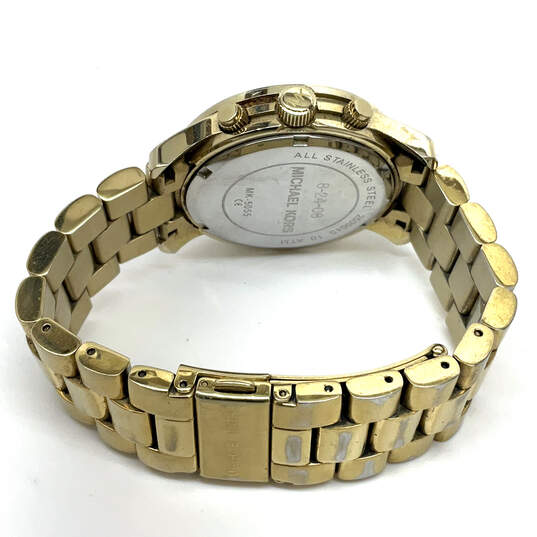 Designer Michael Kors MK- 5055 Gold-Tone Analog Dial Quartz Wristwatch image number 3