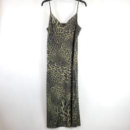 All Saints Women Green Leopard Print Maxi Dress L