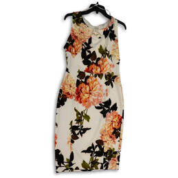 NWT Womens Multicolor Floral Sleeveless Knee Length Sheath Dress Size 14