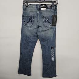 Blue Denim Distressed Bootcut Jeans alternative image