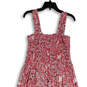 Womens Pink White Paisley Square Neck Sleeveless Midi Fit and Flare Dress 4 image number 4
